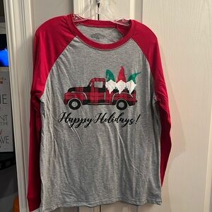 Holiday Baseball style shirt. Women size Large